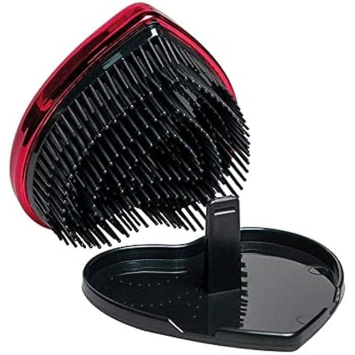 Titania 1779BOX Heart Shaped Detangling Hair Brush, Red and Black - Image 2